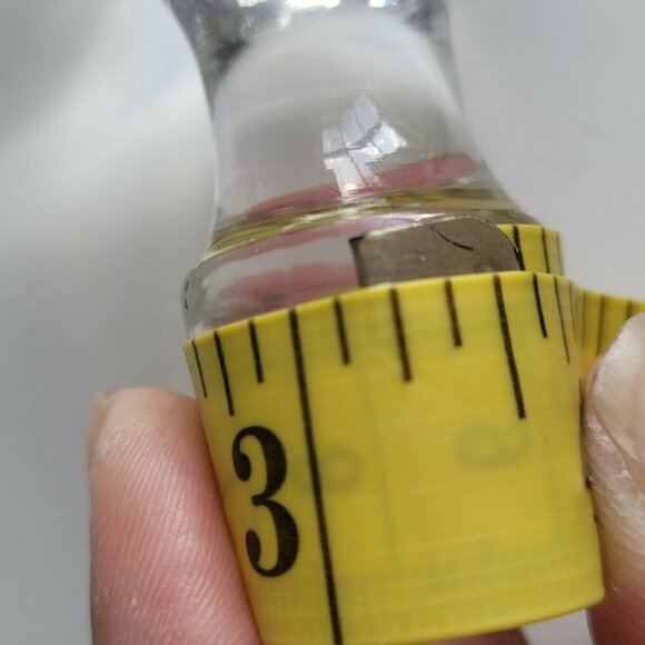 Vtg MCM Glass Decanter Stopper Bottle Topper Clear Gold Button Detail 4.25" Tall - Picture 11 of 12